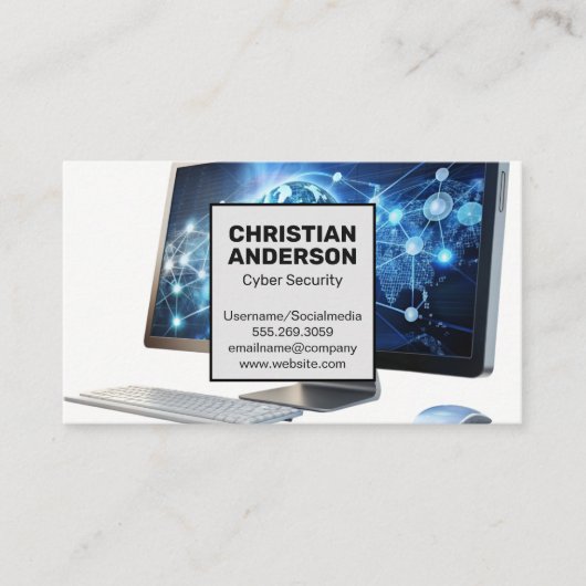 コンピュータのグローバルネットワーク | 技術サポート 名刺 (正面)