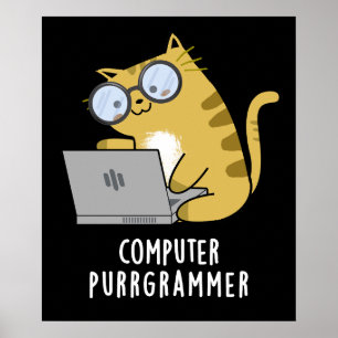 コンピュータのパーおもしろいグラマー猫プンダークBG ポスター