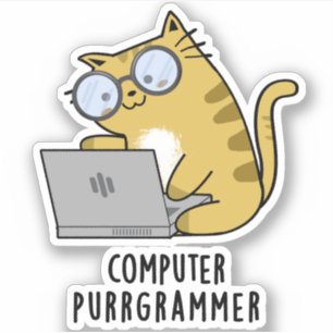 コンピュータのパーグラマーおもしろいキャットプン シール