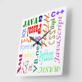 コンピュータのプログラマ時計 スクエア壁時計 (傾斜)