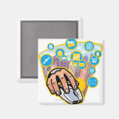 コンピュータのマウスの手のクローズアップ マグネット (正面/裏面)
