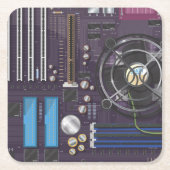 コンピュータのマザーボードCPU スクエアペーパーコースター (正面)