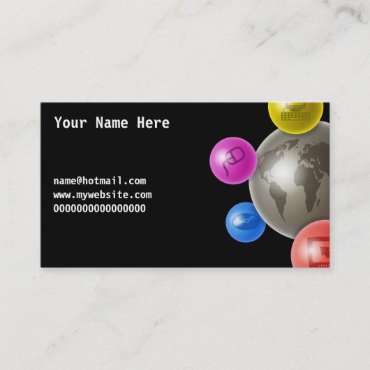 コンピュータの世界、ここのあなたの名前、name@hotmai..。 名刺 (正面)