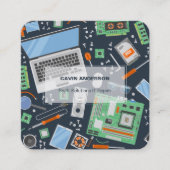 コンピュータの修復 スクエア名刺 (正面)