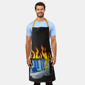 コンピュータの全焼プリントエプロン エプロン (着用した状態)
