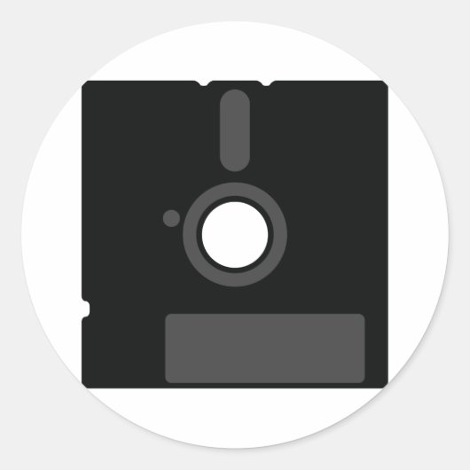 コンピュータの古いフロッピーディスク5.5ギーク ラウンドシール (正面)