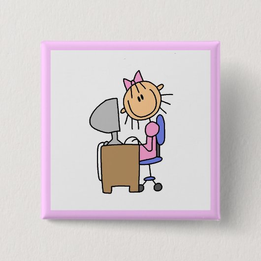 コンピュータの女の子 缶バッジ (正面)