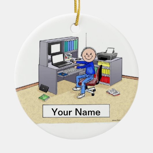 コンピュータの恋人 – 男性 セラミックオーナメント (正面)