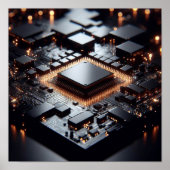 コンピュータの構成要素に焦点を当てた技術的なイメージ ポスター (正面)