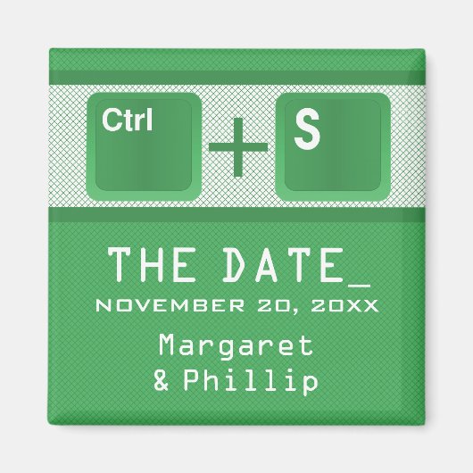 コンピュータの鍵制御Save the Date Magnet, Green マグネット (正面)