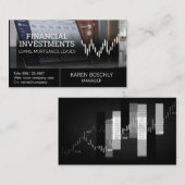 コンピュータアナリスト | キャンドルスティックのストックグラフ 名刺 (正面/裏面)