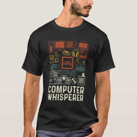 コンピュータウィスパーITテクニカルサポートおたくギーク Tシャツ (正面)