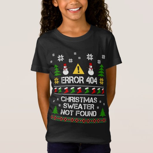 コンピュータエラー404クリスマスセーターが見つからないChr Tシャツ (正面)