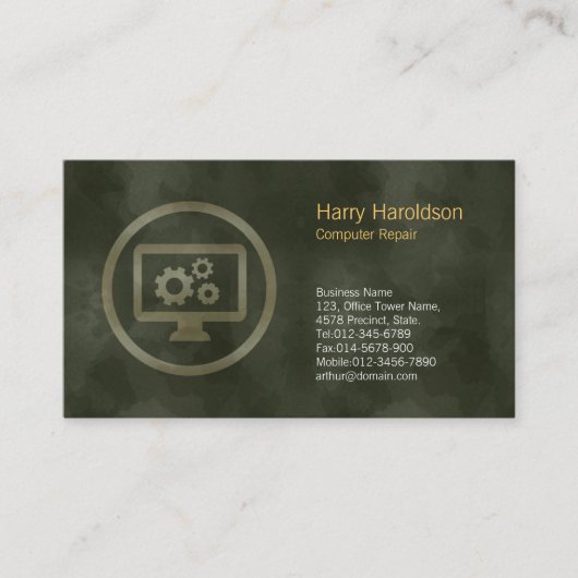 コンピュータギアアイコンコンピュータ修復名刺 名刺 (正面)