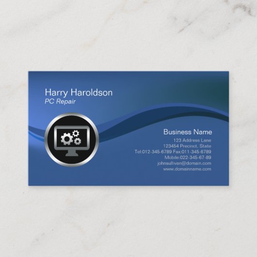 コンピュータギアアイコンPC修復名刺 名刺 (正面)