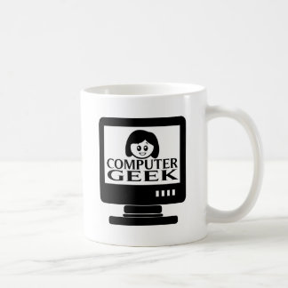 コンピュータギークの女の子の女性 コーヒーマグカップ