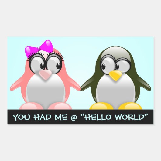 コンピュータギークバレンタイン:プログラミング言語の愛 長方形シール (正面)