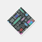コンピュータギークブラック入力パターンナプキン スタンダードカクテルナプキン (角)