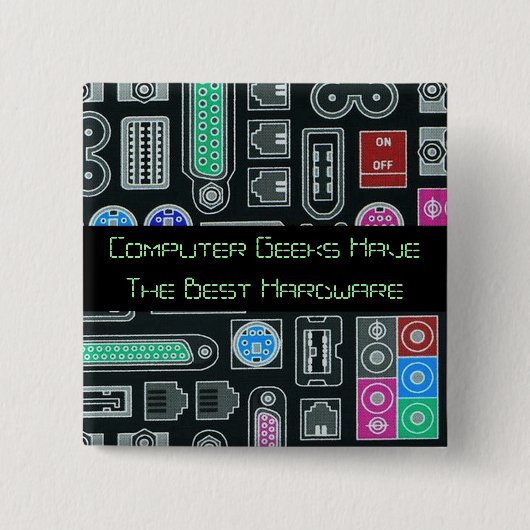 コンピュータギークユーモア黒入力パターンキーチェーン 缶バッジ (正面)