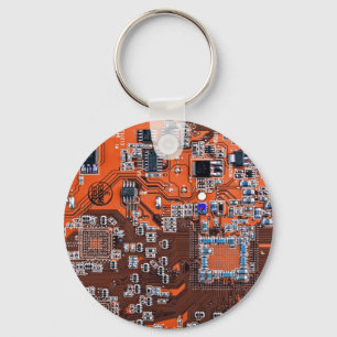 コンピュータギーク回路基板オレンジ キーホルダー