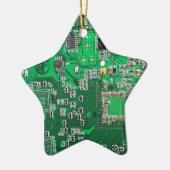 コンピュータギーク回路基板グリーン セラミックオーナメント (左)
