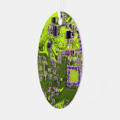 コンピュータギーク回路基板ネオンイエロー メタルオーナメント (正面左)