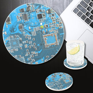 コンピュータギーク回路基板ブルー コースター