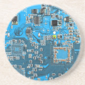 コンピュータギーク回路基板ブルー コースター (正面)