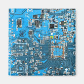 コンピュータギーク回路基板ブルー マグネット (正面)