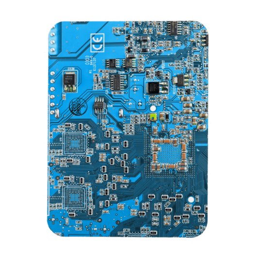 コンピュータギーク回路基板ブルー マグネット (縦)