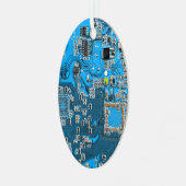 コンピュータギーク回路基板ブルー メタルオーナメント (正面左)