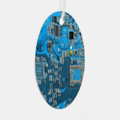 コンピュータギーク回路基板ブルー メタルオーナメント (正面右)