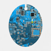 コンピュータギーク回路基板ブルー メタルオーナメント (裏面)