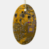コンピュータギーク回路基板ライトオレンジ セラミックオーナメント (右)