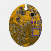 コンピュータギーク回路基板ライトオレンジ メタルオーナメント (正面)
