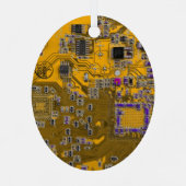 コンピュータギーク回路基板ライトオレンジ メタルオーナメント (裏面)