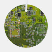 コンピュータギーク回路基板ライトグリーン ガラスオーナメント (裏面)