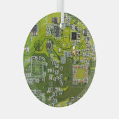 コンピュータギーク回路基板ライトグリーン ガラスオーナメント (正面右)