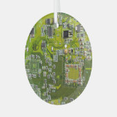 コンピュータギーク回路基板ライトグリーン ガラスオーナメント (正面左)