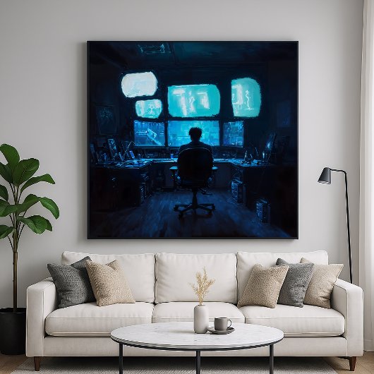 コンピュータグロー – ダークシルエットデザイン ポスター