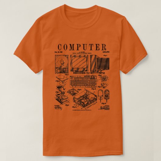 コンピュータゲーマーギークヴィンテージIT PCハードウェア特許 Tシャツ (デザイン正面)