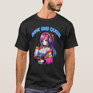 コンピュータゲームゲームデイクイーンゲーマー女の子ゲーム Tシャツ