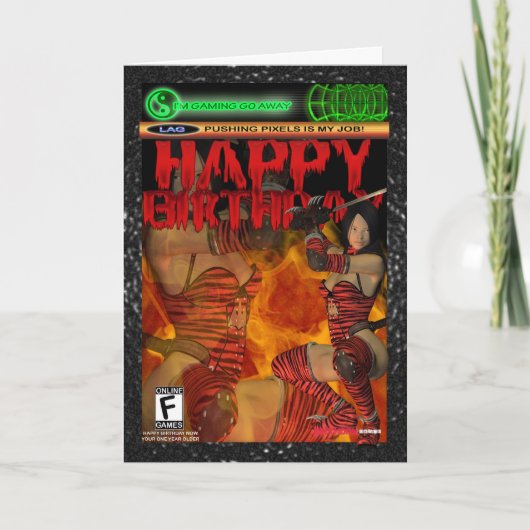 コンピュータゲームファン誕生日カード、コンソール、PC カード (正面)