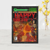 コンピュータゲームファン誕生日カード、コンソール、PC カード (黄色い花)