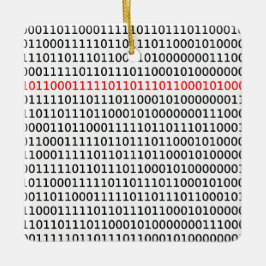 コンピュータサイエンスのバイナリコードブラックレッドクリスマス セラミックオーナメント