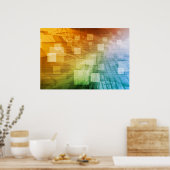 コンピュータサイエンスを抽象芸術背景芸術として ポスター (キッチン)