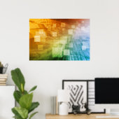 コンピュータサイエンスを抽象芸術背景芸術として ポスター (ホームオフィス)