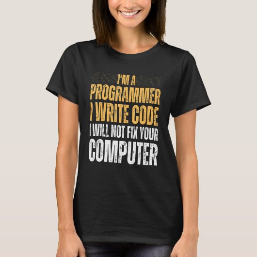 コンピュータサイエンスプログラマーことわざ男性へ女性 Tシャツ (正面)