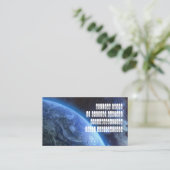 コンピュータサイエンス技術ブループラネット宇宙QRコード 名刺 (スタンド正面)