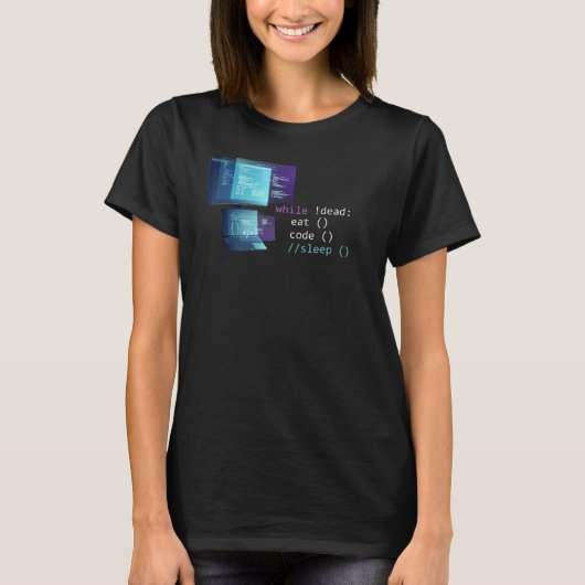 コンピュータサイエンス Python プログラマー 食べる コード 眠る Tシャツ (正面)